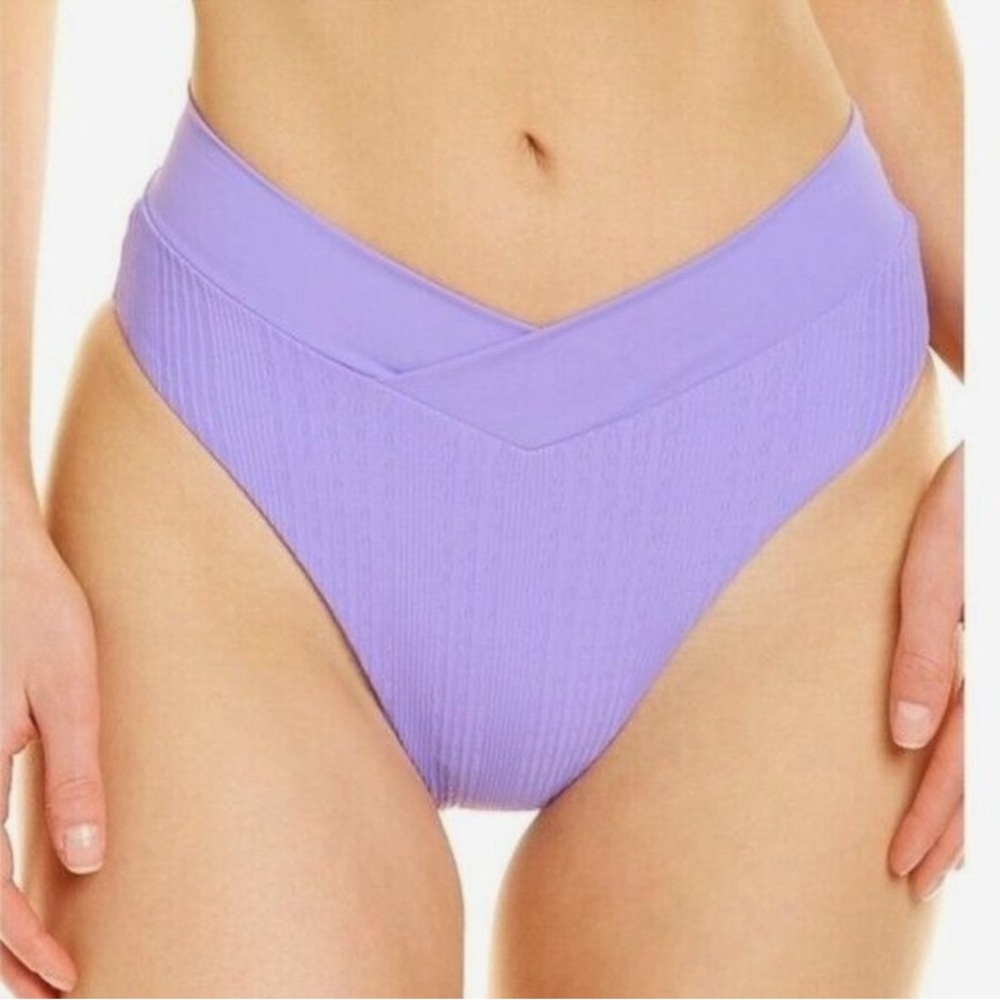 NWT L*Space Court Bikini Bottom Amethyst Purple Ribbed Bitsy Cut Sz XS